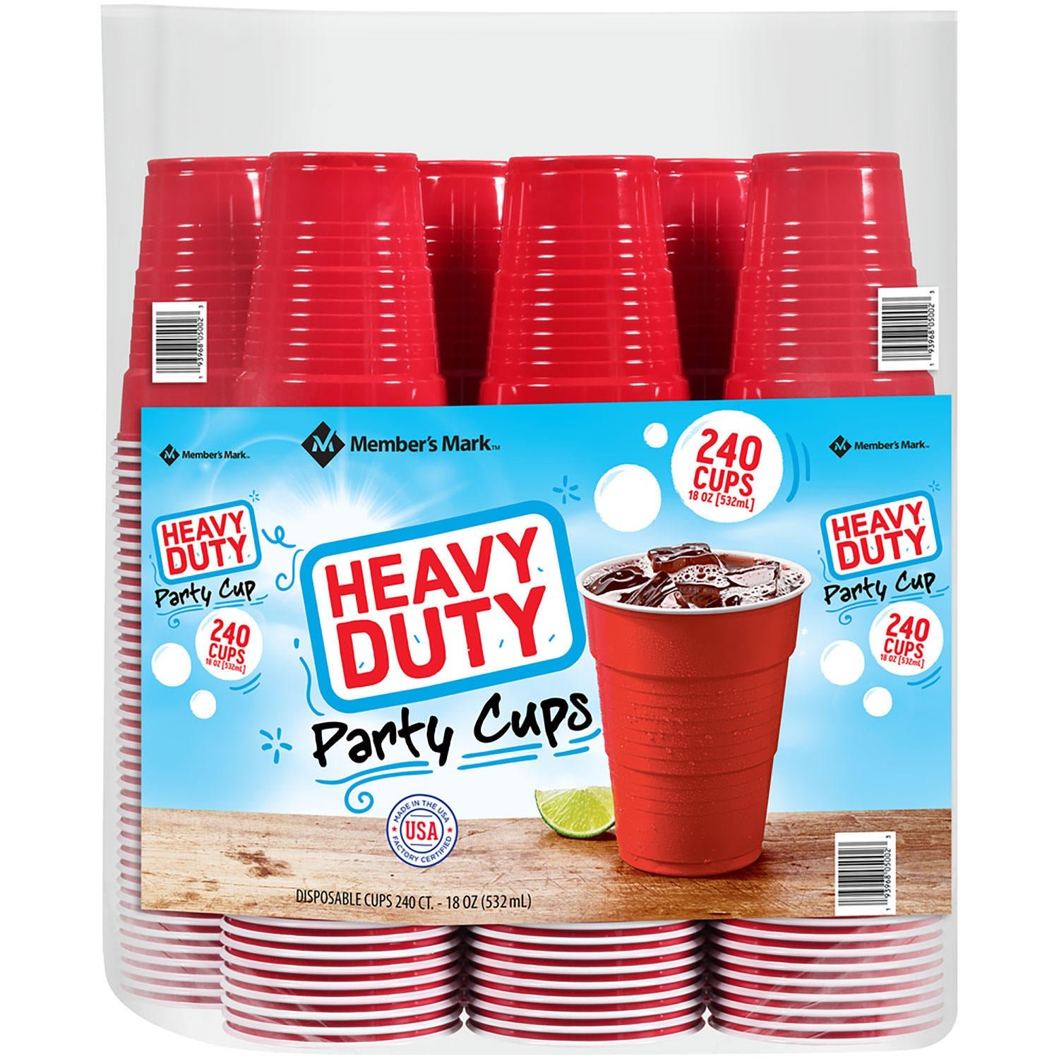 0019396805002_A.jpg Member's Mark Heavy-Duty Red Cups (18 oz., 240 ct.) - Image 1