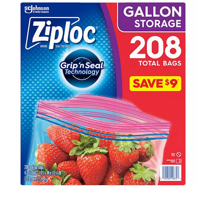11.1_b6da5a3e-009c-4b5c-bfcd-eb6c2c4366c1.png Ziploc Easy Open Tabs Storage Gallon Bags (208 ct.) - 图片 1