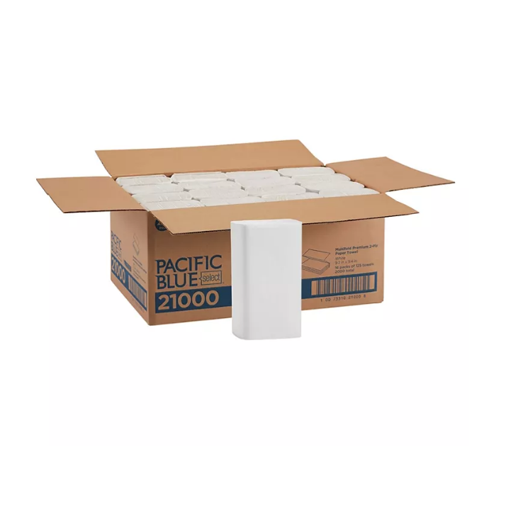24.1_0a7906e0-5a87-4a5e-8e7a-abaeb5a560a3.png Georgia Pacific Professional Blue Select Multi-Fold 2 Ply Paper Towels, White (2000 ct.) - 图片 1