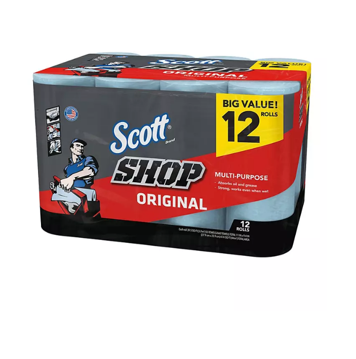 30.1_32746b16-adc6-4883-a282-f2f956ecae6c.png Scott Shop Towels Original (55 sheets/roll, 12 rolls) - 图片 1