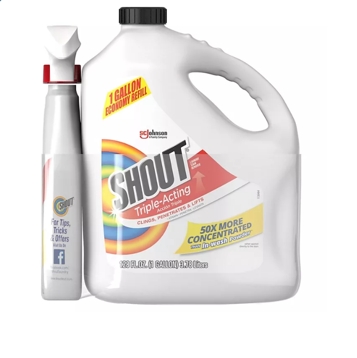 32.1_da806c4e-d6ff-46cc-9a70-555b8181abdc.png Shout Triple-Acting Laundry Stain Remover (128 fl. oz. refill - 22 fl. oz. trigger) - 图片 1