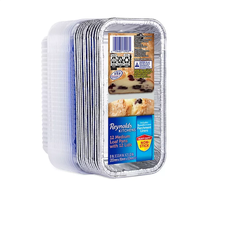 37.1_cfb720ae-747b-4632-9eac-2fcc0b9d393c.png Reynolds Kitchens Aluminum Medium Loaf Pans with Lids (12 ct.) - 图片 1