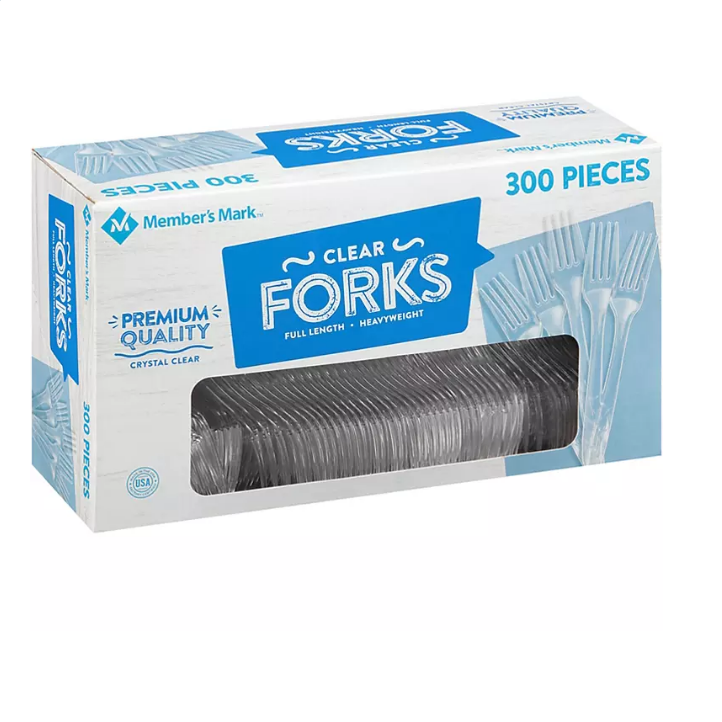 39.1_79e9824d-3e49-418c-87bf-ff151062b081.png Member's Mark Clear Plastic Forks, Heavyweight (300 ct.) - 图片 1