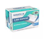 Marathon Embossed Beverage Napkins, 1-Ply, 9 1/2" x 9 1/2", White (3000 ct.)