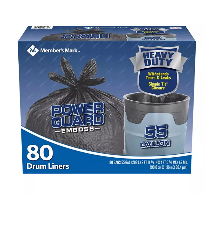 9.1_0770fe8d-bd07-46fc-907d-0175264fb1fe.png Member's Mark Simple Tie Heavy Duty Black Trash Bags (55 gal. 80 ct.) - 图片 1